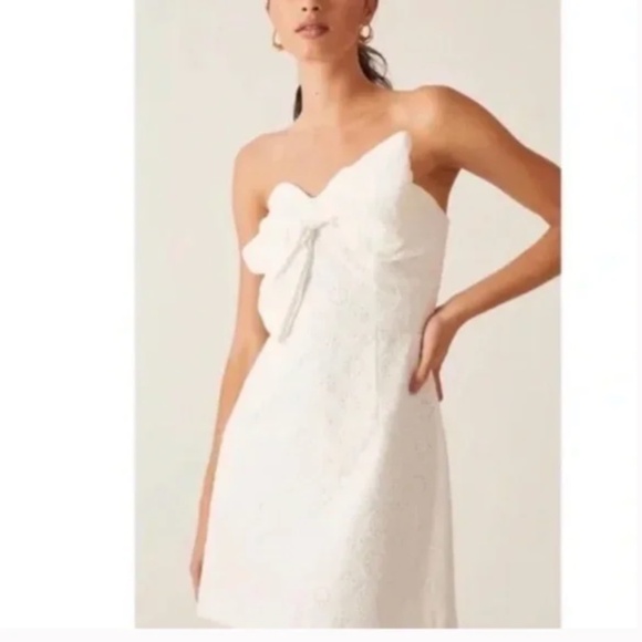 Hutch Eyelet Bow Tie Hipster Lace Romantic Party Elegant Chic Glam Mini Dress - Picture 3 of 9